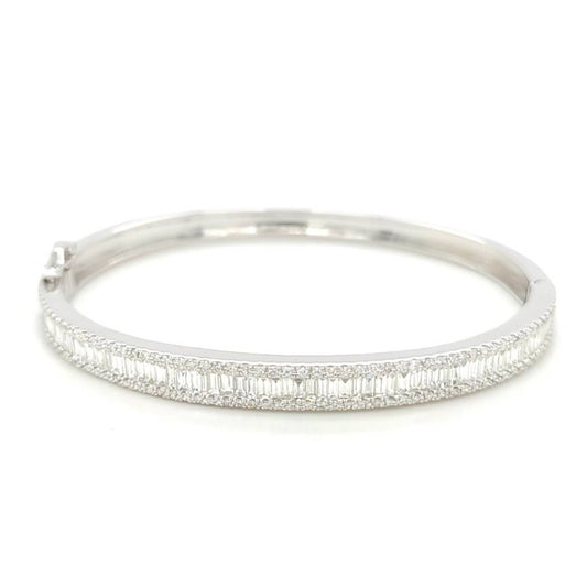 Classic Baguette and Round Diamond Bangle